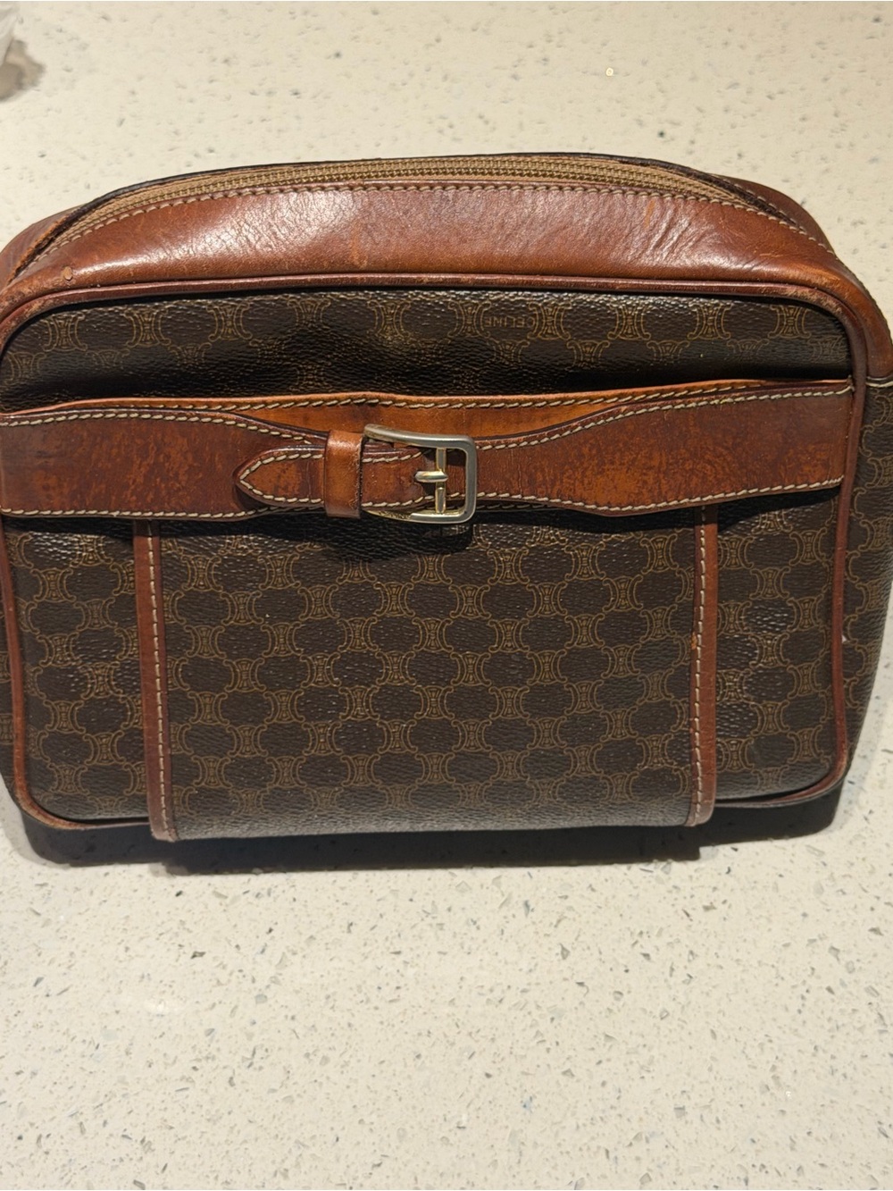Celine Brown Leather-Trim Bag - PROJECT